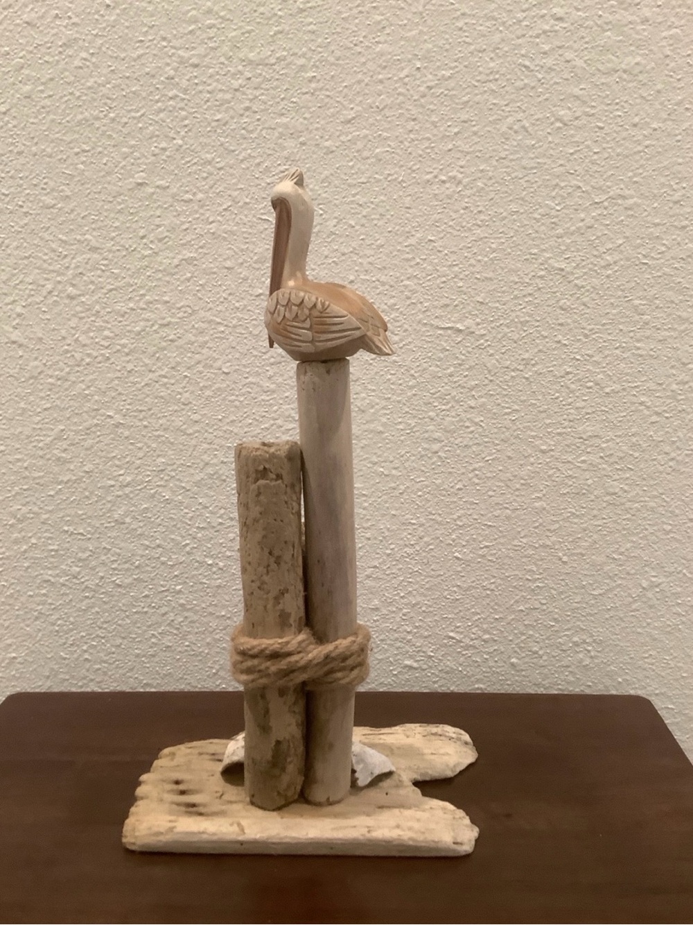 Driftwood Art, Beautiful Carved Wood Pelican, Driftwood Coastal Art - Picture 5 of 10